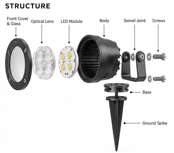 Landscape light structure and components